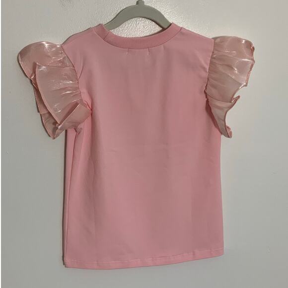 Lulu Bebe Lily Ballet Sequin Puff Sleeve Top Light Pink NWT size‎ 10 - Picture 4 of 5